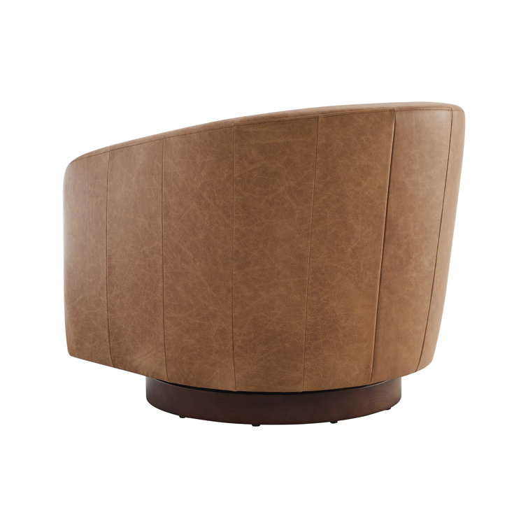 AllModern Bennett Genuine Leather Swivel Barrel Chair Reviews